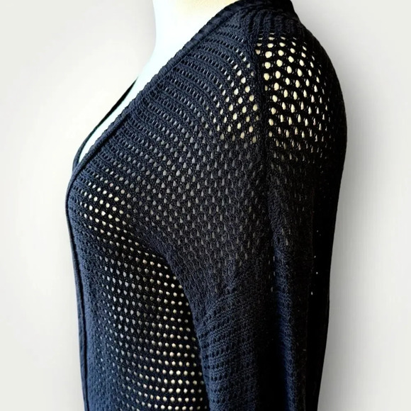 Lane Bryant Long Sleeves V Neck Cable Open Knit Tunic Sweater Size 18/20 Black - Picture 10 of 16